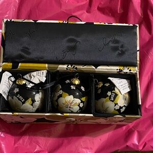 Vera Bradley Black and Yellow Holiday Ornaments
